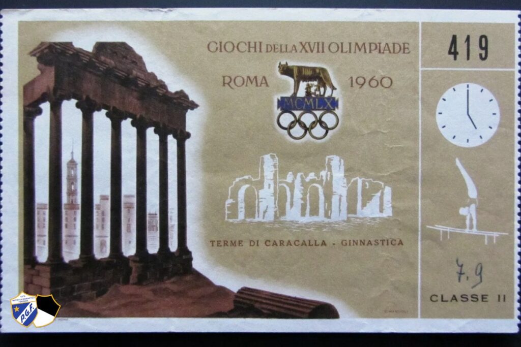 Biglietto finale ginnastica artistica maschile a squadre Giochi Olimpici Roma 1960